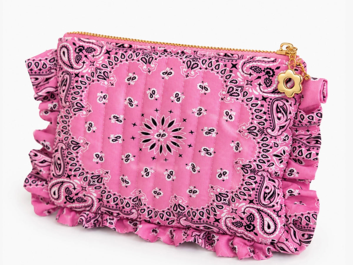 Bandana Print Everything Pouch in Pink