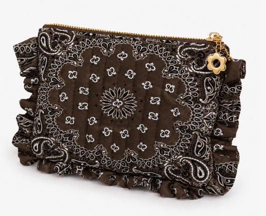 Bandana Print Everything Pouch in Chocolate Brown