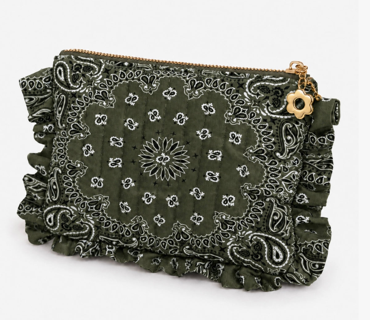 Bandana Print Everything Pouch in Evergreen