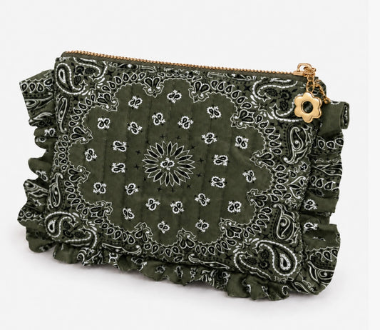 Bandana Print Everything Pouch in Evergreen