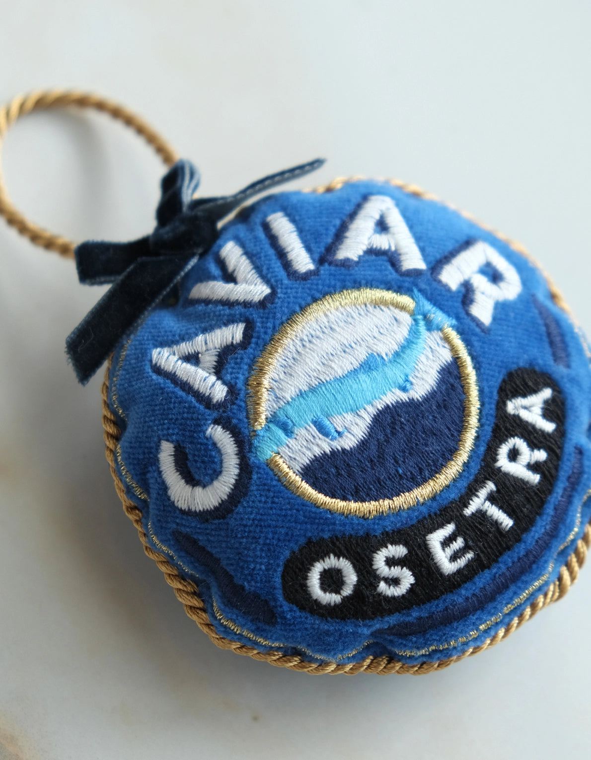 Embroidered Velvet Caviar Ornament