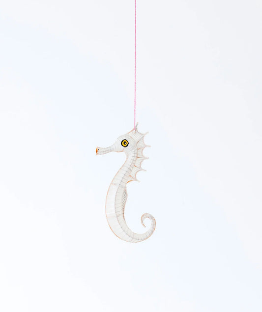 Hanging Hand-Painted Bamboo & Silk Sea Horse