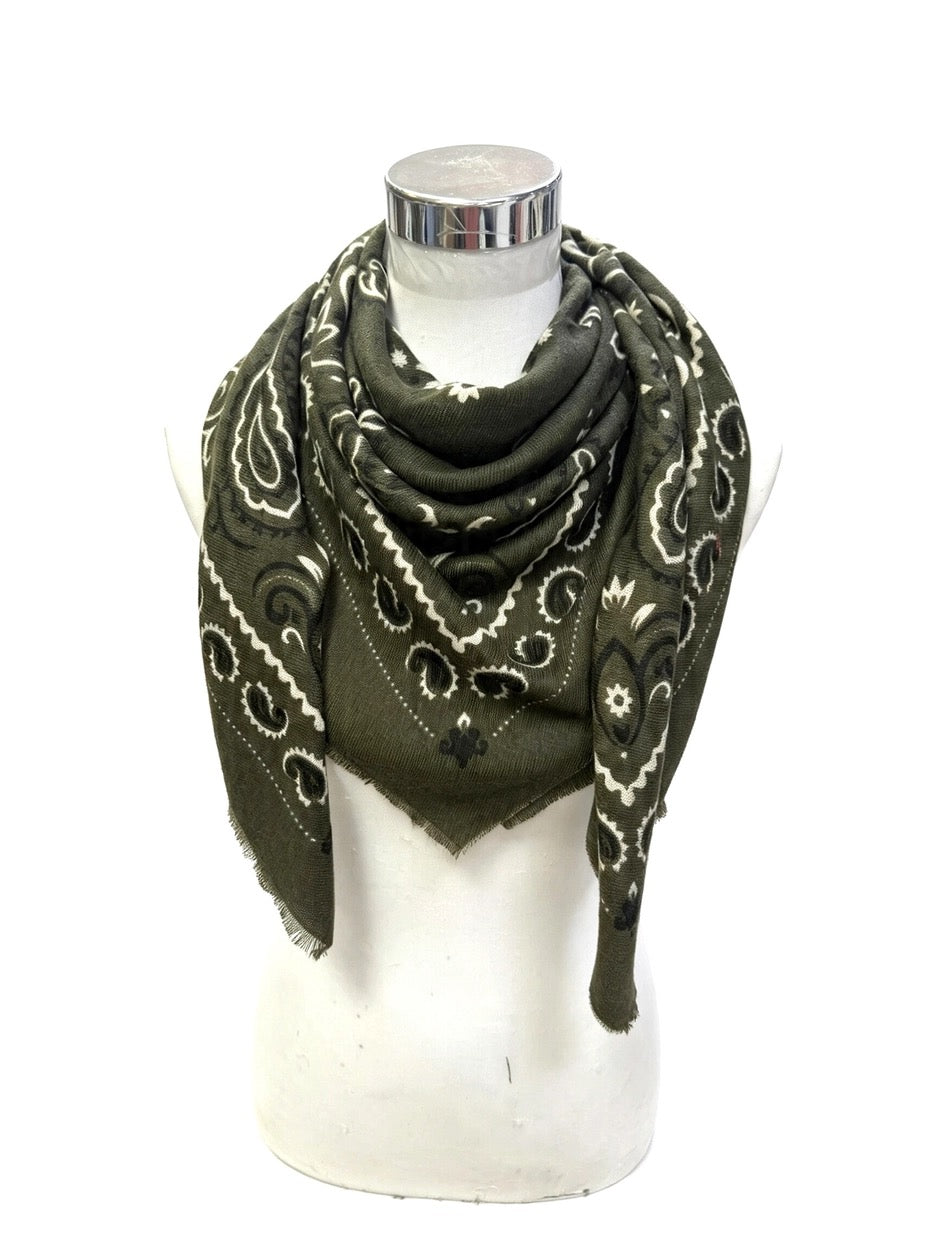 Oversized Bandana Scarf in Olive