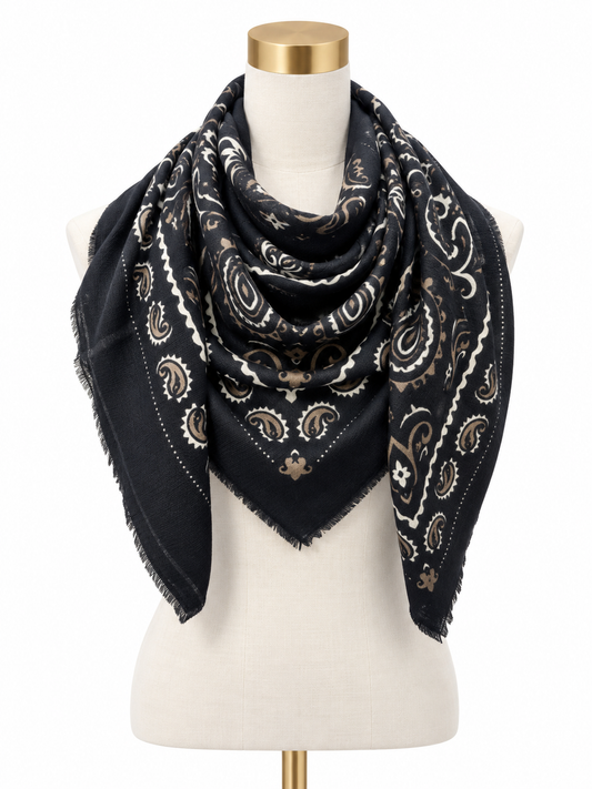 Oversized Bandana Scarf in Black