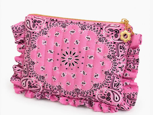 Bandana Print Everything Pouch in Pink