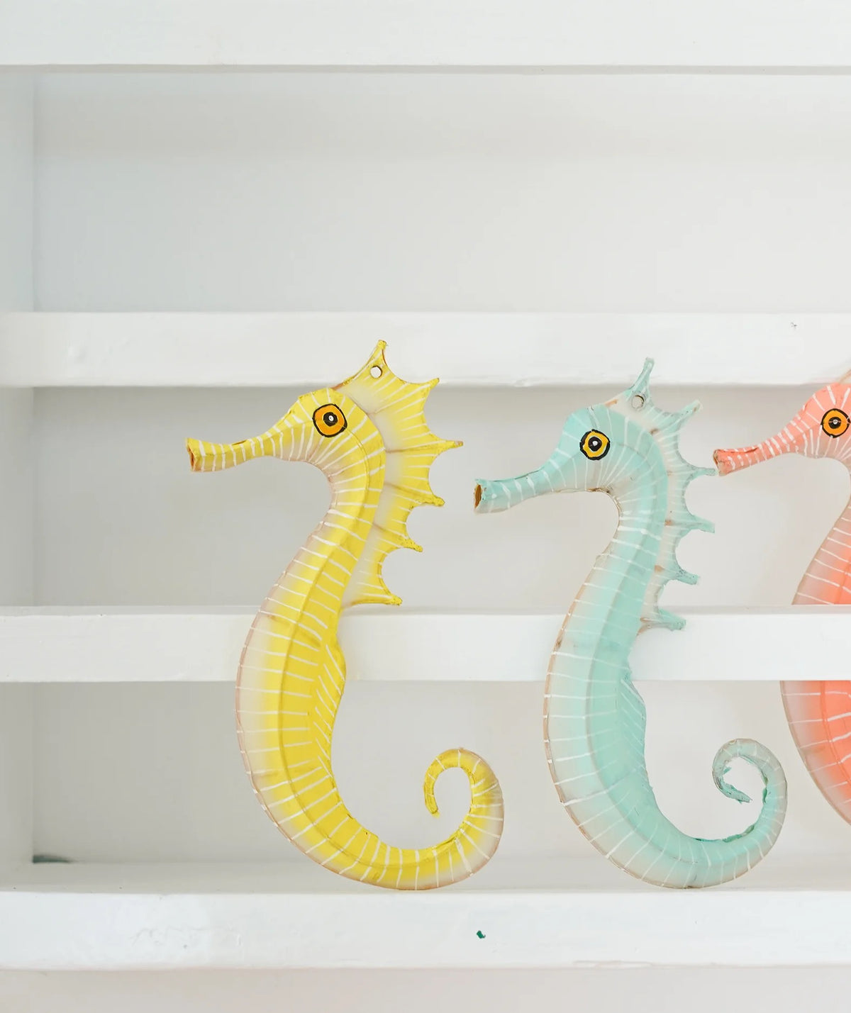 Hanging Hand-Painted Bamboo & Silk Sea Horse