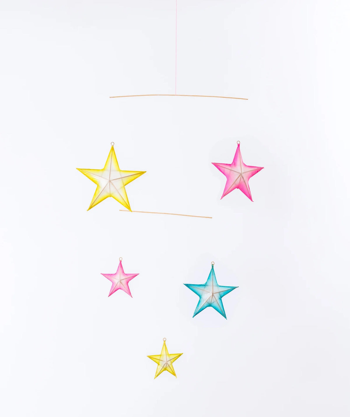 Hand-painted Silk & Bamboo Star Mobile