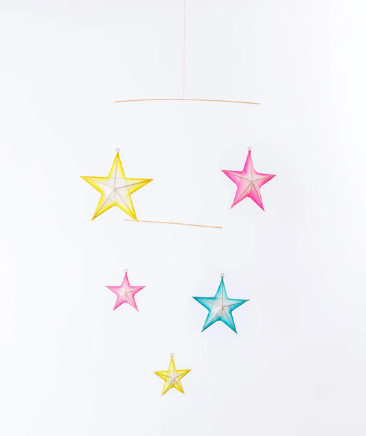 Hand-painted Silk & Bamboo Star Mobile