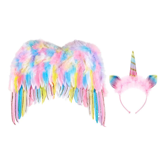 Rainbow Unicorn Wings & Headband Set