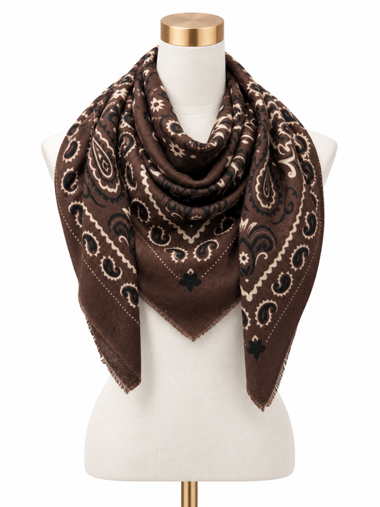 Oversized Bandana Scarf in Chocolate