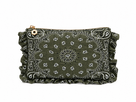 Bandana Print Everything Pouch in Evergreen