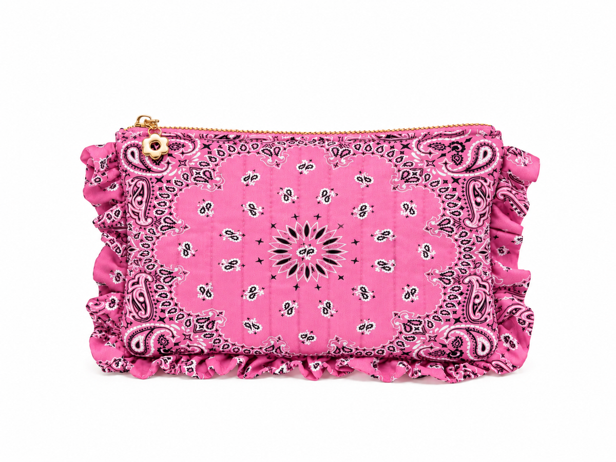 Bandana Print Everything Pouch in Pink