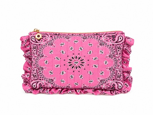 Bandana Print Everything Pouch in Pink
